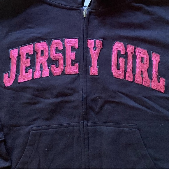 Jersey Girl Zip Hoody w/ Sequined Letters Med/Large (READ DESCRIPTION) - Picture 11 of 11